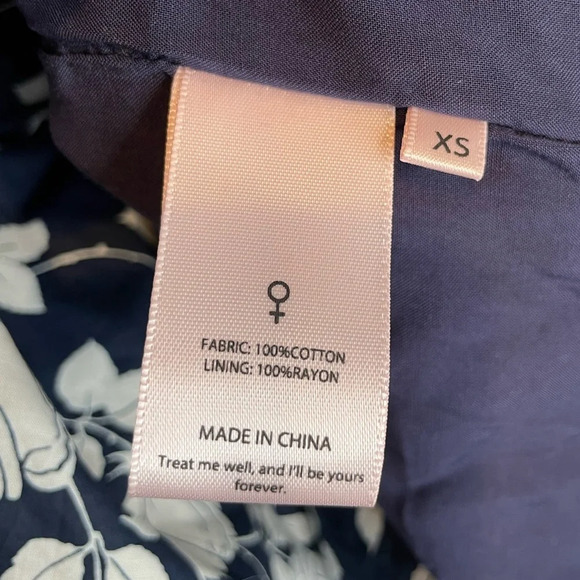 NWT SELKIE The Maria Mini Dress In Tattoo Roses Size XS Navy/White - Picture 8 of 9